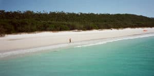 The seemingly never-ending coruscating white sands of Whitehaven Beach on Whitsunday Island